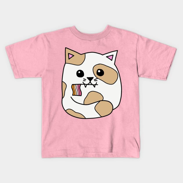 lesbian pride flag cat Kids T-Shirt by alisadesigns